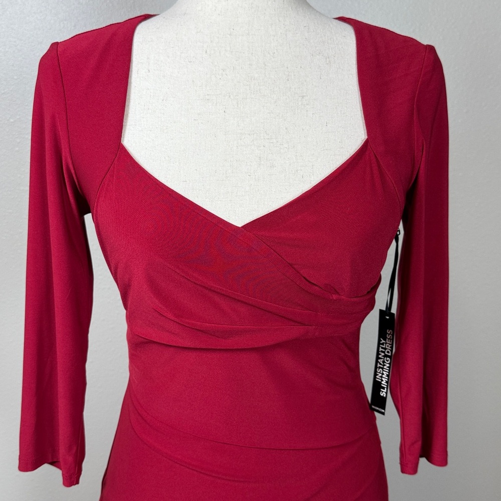 WHBM Slimming Bandage Sheath Dress 4 Red Shaping Sweetheart Valentine Femme NEW - Picture 3 of 17